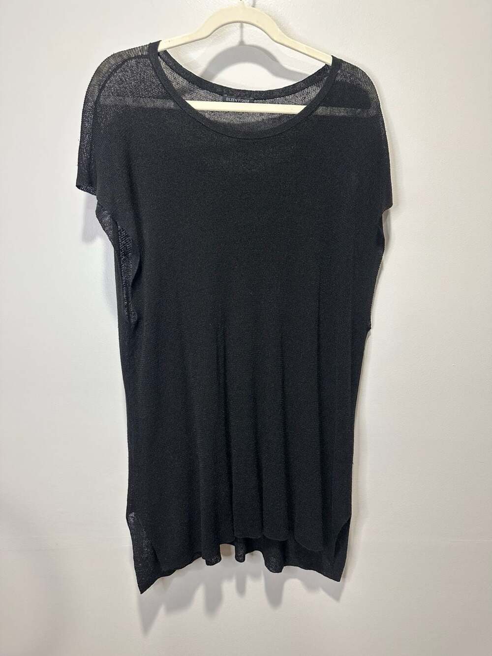 Eileen Fisher Black Linen blend tunic or swimsuit coverup, Sz Medium